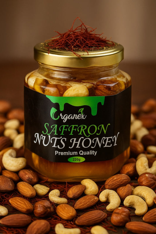 Premium Saffron Nuts Honey - Organic, Raw, Pure, Natural (250g)